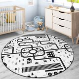 Mila Home Črno-bela pralna otroška igralna preproga ø150 cm In My Town – | Shoptok.si