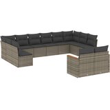  12-dijelni set vrtnih sofa od poliratana s jastucima sivi | shoptok.hr
