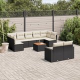 vidaXL 10-dijelni set vrtnih sofa s jastucima crni od poliratana | shoptok.hr