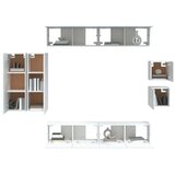 8-dijelni set TV ormarića bijeliod konstruiranog drva | shoptok.hr