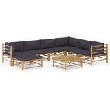 The Living Store Vrtna sedežna garnitura z blazinami 8-delna temno siva bambus - Vrtna Počivalna Garnitura, (21468486) | Shoptok.si