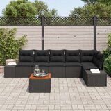 vidaXL set vrtne sofe od 7 komada s jastučićima Crni Poli ratan Akacija | shoptok.hr