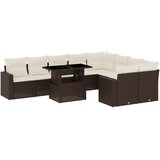  10-dijelni set vrtnih sofa od poliratana s jastucima smeđi | shoptok.hr