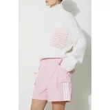 Adidas Kratke hlače 3S Cargo Shorts za žene, boja: ružičasta, s aplikacijom, visoki struk, JH1076