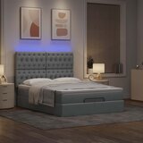 vidaXL Otomanski posteljni okvir z vzmetnico siv 140x190 cm blago | Shoptok.si