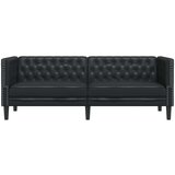 vidaXL Kavč trosed Chesterfield črna umetno usnje | Shoptok.si