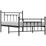 Metalni okvir kreveta uzglavlje i podnožje crni 100x200 cm | shoptok.hr