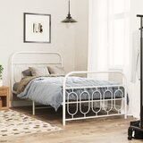  The Living Store Kovinski posteljni okvir z vzglavjem in vznožjem bel 100x190 cm - Posteljni Okvir, (21531177) | Shoptok.si