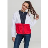 UC Ladies Women's 3-Tone Oversize Windbreaker Dark Blue/White/Fiery Red