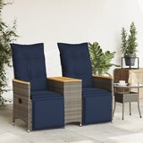  Vrtna sofa s mogućnošću naginjanja za 2 osobe sa stolom, siva, poliratan | Eponuda.com