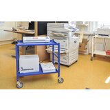 Kongamek transportni voziček z 2 policama, 4 vrtljiva kolesa, od tega 2 z zavoro, modre barve | Shoptok.si