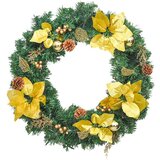 Božićni vijenac s LED svjetlima zeleni 60 cm PVC - Zelena i zlatna 1 1 | shoptok.hr