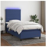 vidaXL Box spring postelja z vzmetnico LED modra 100x200 cm | Shoptok.si