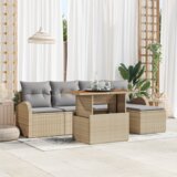  Set od 6 komada vrtnog kauča s jastucima bež poli ratan | shoptok.hr