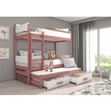 ADRK Trislojna pogradna postelja QUEEN 200x90 s tremi leii - ROZA-BELA | Shoptok.si