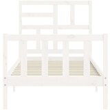  Posteljni okvir z vzglavjem bel 2FT6 trden les | Shoptok.si