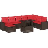 vidaXL 9-delni vrtni komplet sedežnih garnitur z blazinami rjav poli ratan, (5000293342) | Shoptok.si