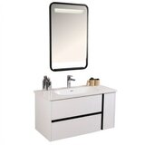 Hanah home Kupatilski ormarić sa umivaonikom i ogledalom (2 komada) Linear Bianco | Eponuda.com