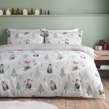 Catherine Lansfield Flanelna posteljnina za zakonsko posteljo v naravni barvi 200x200 cm Brushed Christmas Penguins – Cene