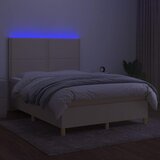 Krevet box spring s madracem LED krem 140x190 cm od tkanine | shoptok.hr
