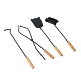 Kondela Pribor za kamin, kovano železo/les, temno siva/naravna, RALFO | Shoptok.si