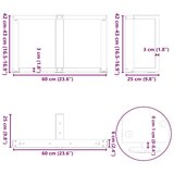  Noge za stolić T-oblika 2 kom prirodni čelik 60x25x(42-43)cm | shoptok.hr