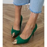 D/CEO Green eco-suede pumps with metallic toe Elaza | Shoptok.si