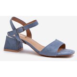 EVENTO Women's Sandals On Block Heel In Blue Faux Suede Leisha | shoptok.hr