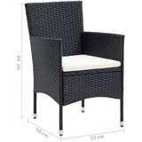 vidaXL 7-dijelni vrtni blagovaonski set od poliratana s jastucima crni | shoptok.hr