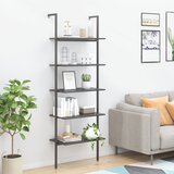 The Living Store 5-nadstropni prislonski regal črn 64x35x185 cm - Prislonski Regal, (21554908) | Shoptok.si