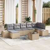 vidaXL 8-delni vrtni kavč set z blazinami črn poly ratan, (22091444) | Shoptok.si