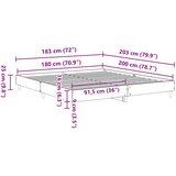  Krevetna konstrukcija Crni hrast 203 x 183 x 25 cm | Eponuda.com