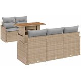  6-dijelni vrtni set sofe s jastučićima Bež poli ratan akacija dvosed vrtna sofa s jastučićima Bež poli ratan | shoptok.hr