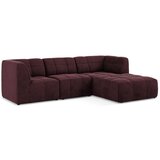 Makamii Bordo rdeča žametna kotna sedežna garnitura (desni kot/z ležalnikom) Aloha – | Shoptok.si