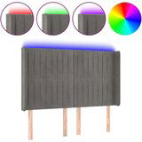  LED posteljno vzglavje svetlo sivo 147x16x118/128 cm žamet, (20932722) | Shoptok.si
