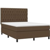  Krevet box spring s madracem LED tamnosmeđi 140x190 cm tkanina | shoptok.hr