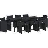 vidaXL set 9-delne vrtne jedilnice z blazinami črn poli ratan, (22087892) | Shoptok.si