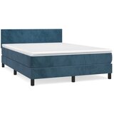 vidaXL Box spring postelja z vzmetnico temno modra 140x190cm žamet, (20791777) Cene