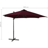  Konzolni suncobran sa šipkom i LED svjetlima 300 cm bordo | shoptok.hr