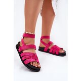 Boto Eco Suede Women's Sandals With Velcro Fuchsia Valpera | Shoptok.si