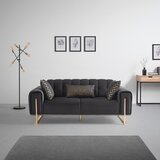 Mömax dvosed tesla, črna, žamet | Shoptok.si