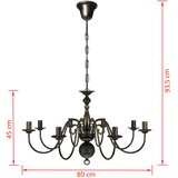  Metalni luster u antiknom stilu crni 8 x E14 žarulja | Eponuda.com