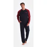 Dagi Navy Blue Raglan Sleeve Cotton Modal Pajamas Set