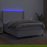  Box spring postelja z vzmetnico LED bela 140x200cm umetno usnje, (20899750) | Shoptok.si