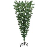 vidaXL Umetno obrnjen božični drevesec s setom kroglic Zelena 150 cm | Shoptok.si