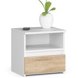 AKORD Cl1 Nočna Omarica, 1 Predal, Bela/Hrast Sonoma, (5000332021) | Shoptok.si