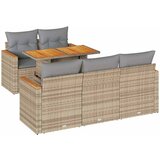 Maison Chic Seti vrtnega pohištva - Vrtna garnitura - Vrtni pohištvo set z blazinami 6-delna bež ratan/akacija, (21796567) | Shoptok.si