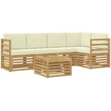  Sekcijska garnitura 6 pcs Bijela i krem Čvrsto drvo akacije | shoptok.hr
