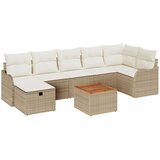 vidaXL Set od 8 komada sofa za vrt s jastučićima Bež poli ratan, Kauč za vrt s jastučićima za 2 osobe Bež poli ratan | shoptok.hr