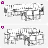  Set vanjskih sofa 8 kom. Bijela i bež Smeđa 306 x 128,5 x 73 cm | Shoptok.si